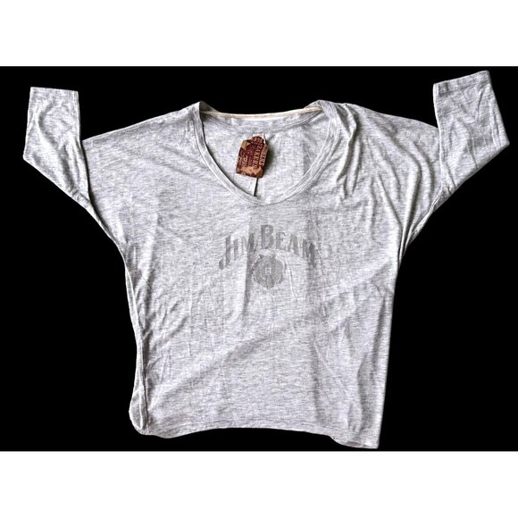 NWT Knob Hill Jim Beam Tee Top Sz M Light Gray Bourbon Whiskey Logo Drop… - Picture 3 of 12